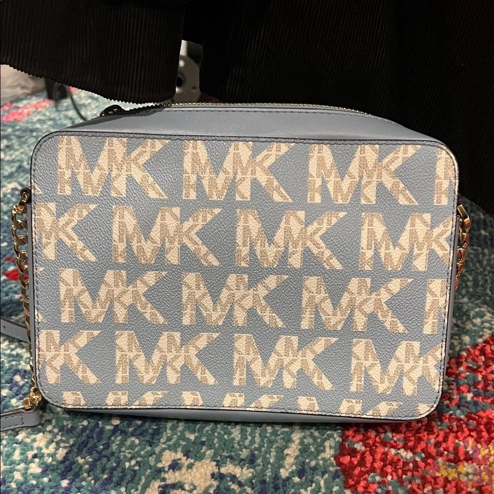 Michael Kors Light Blue Monogram Crossbody Bag